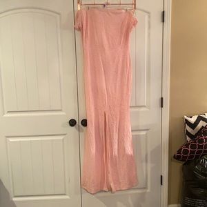 Plus size baby pink ball gown